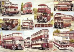 Bolton Transport Nostalgic Trams & Bus Montage Large Metal Wall Art.