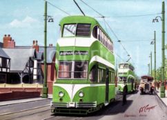 Blackpool Squires Gate Nostalgic Bus Scene Large Metal Wall Art