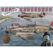 WW2 The Battle Of Britain Hurricanes Cliffs of Dover Penny Metal Art Display Set