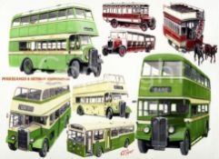 Morecambe & Heysham Bus Corporation Montage Large Metal Wall Art.