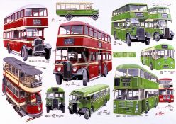 Yorkshire West Riding Bus Montage Montage Large Metal Wall Art.
