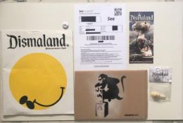 Six WSM Banksy Dismaland Bemusement Park Souvenirs including found Banksy ‘free art’ 2015