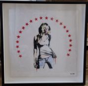 Bambi (b 1990 UK) STARGIRL - Pink Stars Edition Graffiti Spray Stencil Art with COA, 2013