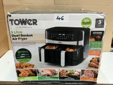 Tower 9L Dual Basket Air Fryer. RRP £150 - Grade U