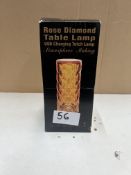 Rose Diamond Table Lamp USB Charging Lamp. RRP £20 - Grade U