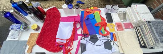 Box of Assorted Drinkware, Power Banks, Diaries