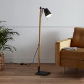 4 x Menonry Matt Black Wood Effect Floor Lamp RRP £48.00 (Box Damaged But Item In Perfect Order)