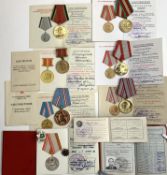 Russian Medals, Award Certificates, Party Membership Book, Senior Lieutenant, Soviet, Red Army