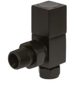 Brand New Boxed Bathstore Black Angled Square Manual Radiator Valve & Lockshield Set RRP £65