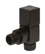 Brand New Boxed Bathstore Black Angled Square Manual Radiator Valve & Lockshield Set RRP £65
