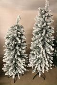 2 x 4FT Christmas Tree Artificial with Snow Frosted Tips Slim Pencil Shape