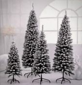 8 x 4FT Christmas Tree Artificial with Snow Frosted Tips Slim Pencil Shape