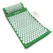 5x New Acupressure Body Mat Pillow Set With Travel Bag Stress Massage Back Neck Relief Green Lot#...