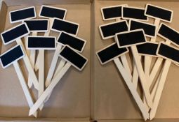 Job Lot of 30 Boxes, Each Box Containing 20 T Shaped Wooden Chalkboard Type Plant Markers