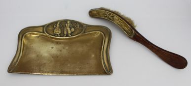 Art Nouveau Brass Crumb Tray & Brush