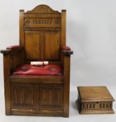 Old Charm Solid Oak Domesday Throne Chair & Bible Box