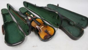 Vintage Violin, Bow & 3 Cases