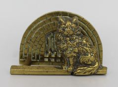 Vintage Brass Cat Letter Rack
