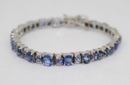 Antique Russian Sapphire Engraved Silver Bracelet