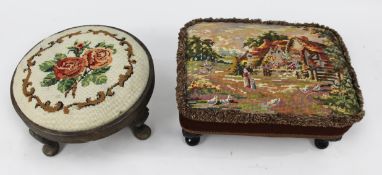 Pair of Vintage Petit Point Footstools