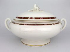 Royal Worcester Red & White Grosvenor Lidded Tureen
