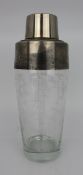 Vintage Glass & Silver Plated Cocktail Shaker