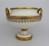 19th c. White & Gilt Two Handled Porcelain Urn