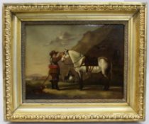 Antique English Civil War Painting Oil on Board