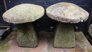 Pair of Old Garden Staddlestones