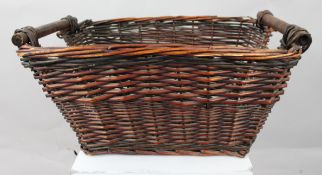 Vintage Wicker Two Handled Basket