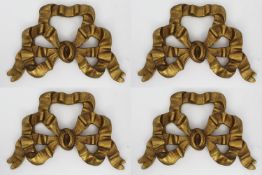 Set of 4 Vintage Gilt Bow Ribbon Wall Decoration Hanging