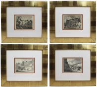 Set of 4 Antique Etchings Set in Gilt Frames