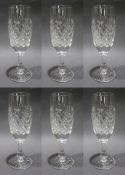 Set of 6 Tudor Crystal Burleigh Cut Flutes