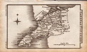 Wales Carnarvonshire Antique Copper Engraved Map by Sidney Hall.