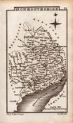 Wales Monmouth Antique Copper Engraved Map by Sidney Hall.