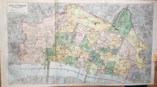 Bacons Rare Vintage London Suburbs - City of London Showing Wards Large Map.