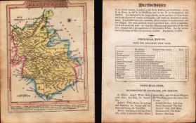 Hertfordshire Engraved Hand Coloured King George IV Map & Text.