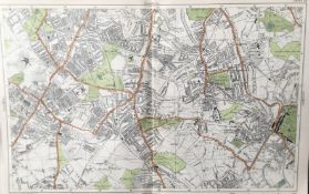 Bacons London & Suburbs Rare Vintage Map Tooting Streatham Norwood Balham.