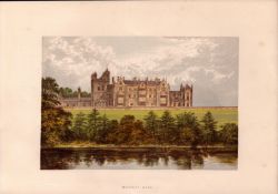 Worsley Hall Manchester Lancashire Gilt-Edge Coloured Antique Book Plate.