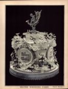 Silver Wedding Cake Victorian Antique Chromolithograph Print