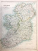 Antique Victorian Coloured Map of Ireland & Southern Scotland.
