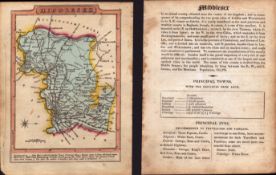 Middlesex Engraved Hand Coloured George IV Antique Map & Text.