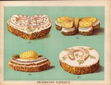 Gateaux Cakes 5 T Percy Lewis AG Bromley Antique Chromolithograph Print