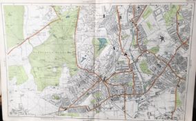 Bacons London & Suburbs Rare Vintage Map Wimbledon Tooting Merton Cottenham.