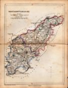 Antique Railway Map of Northamptonshire Drawn & Engraved by John Emslie.
