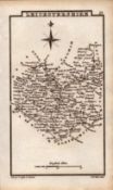 Leicestershire Antique Copper Engraved Map by Sidney Hall.