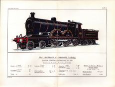 Lancashire & Yorkshire Railway Coloured Detailed Antique Book Plate.