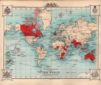 The British Empire The World Double Sided Victorian Antique 1896 Map.
