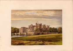 Raby Castle Durham Gilt-Edge Victorian Coloured Antique Book Plate.