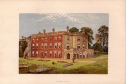 Clifton Hall Cumbria Gilt-Edge Victorian Coloured Antique Book Plate.